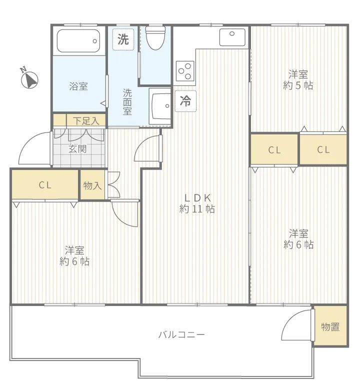 ガーデン山団地1号棟205号室間取図