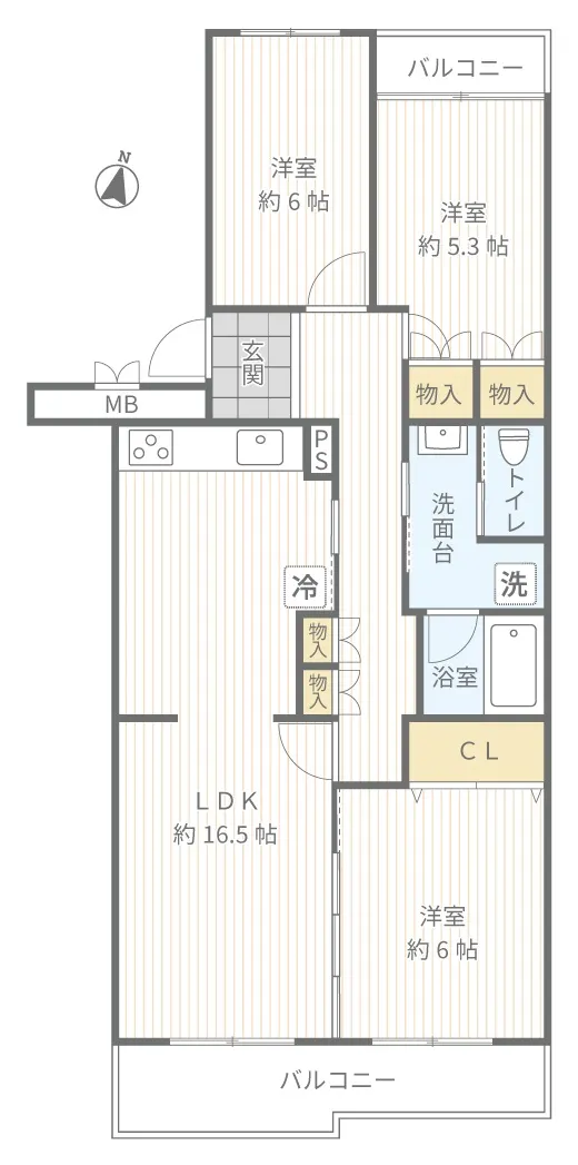 グリーンヒル鴨志田西団地1号棟_405号室間取図