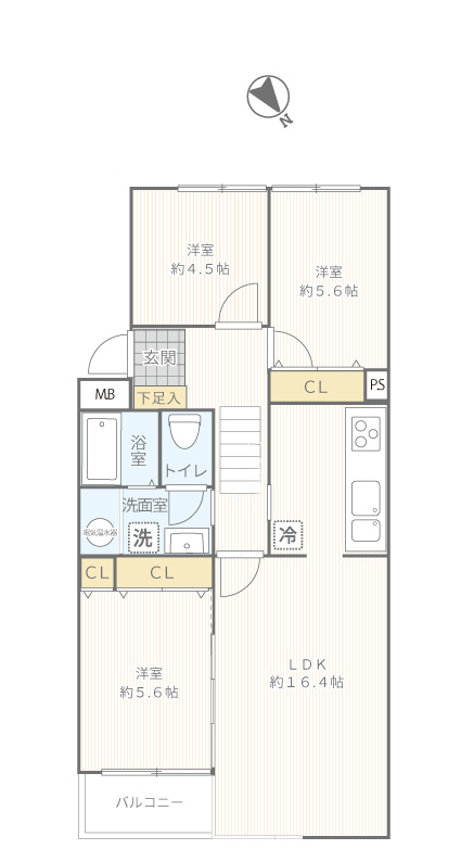 コートハウス二俣川404号室外観間取図