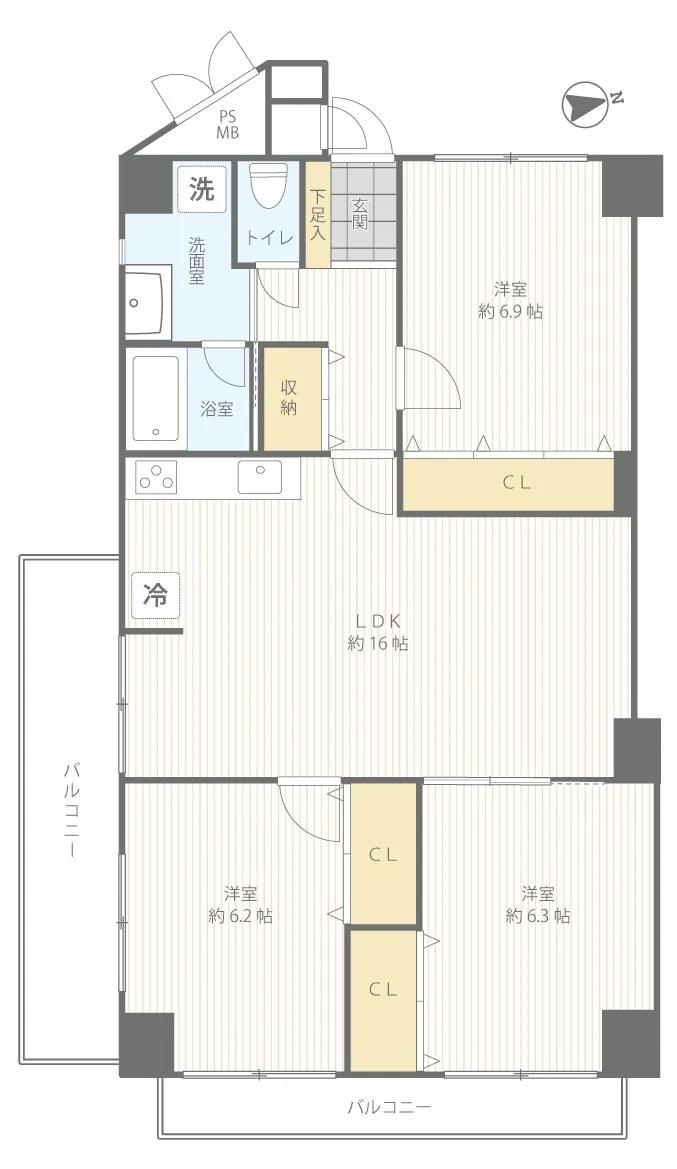 ドルミ藤沢D棟306号室間取図